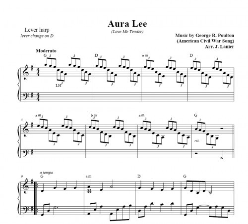 Aura Lee (or Love Me Tender) for Harp | Janet Lanier