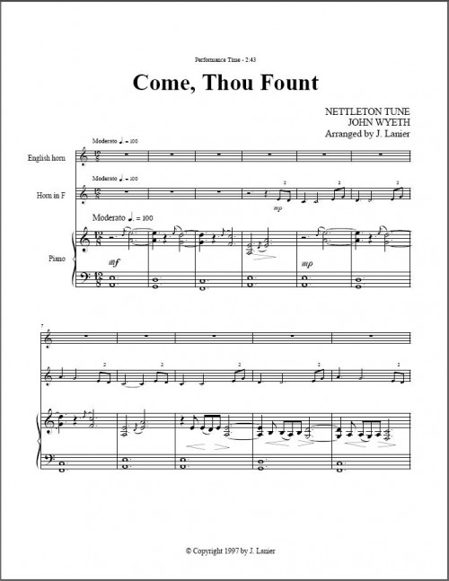 Come Thou Fount page 1